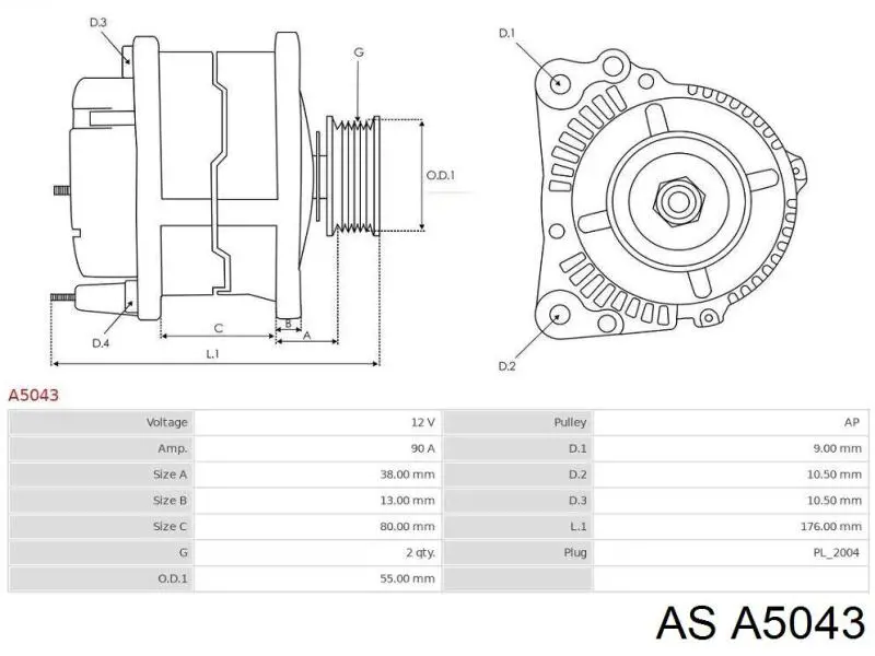 Автомобильный генератор AS/Auto Storm A5043 цена, от 138.95 USD