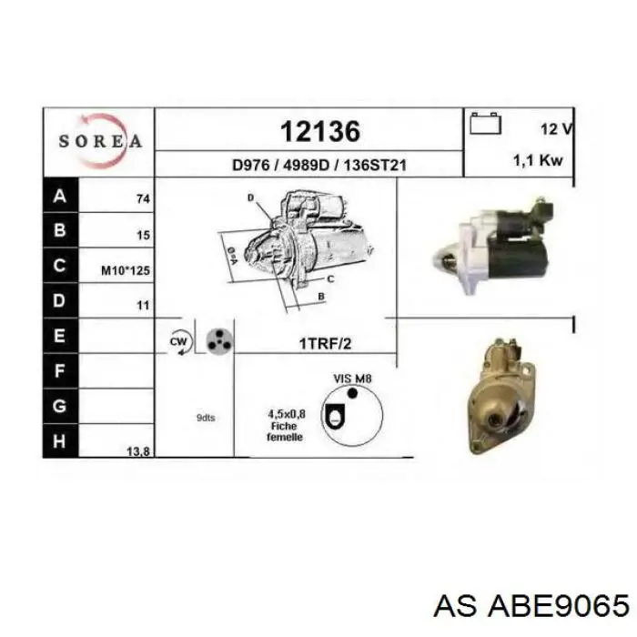 Подшипники генератора ABE9065 AS/Auto Storm
