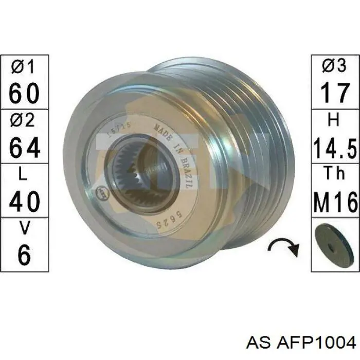 Шкив генератора AFP1004 AS/Auto Storm