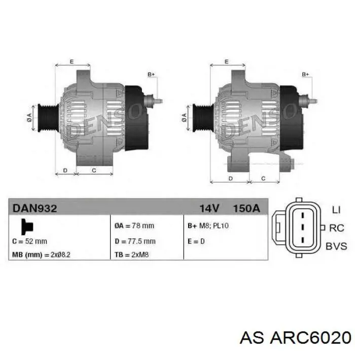 ARC6020 AS/Auto Storm eixo de diodos do gerador