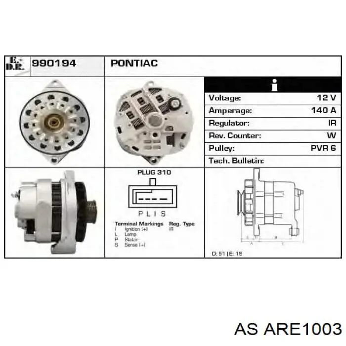 Реле генератора ARE1003 AS/Auto Storm