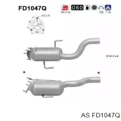 FD1047Q AS/Auto Storm filtro de partículas do sistema dos gases de escape