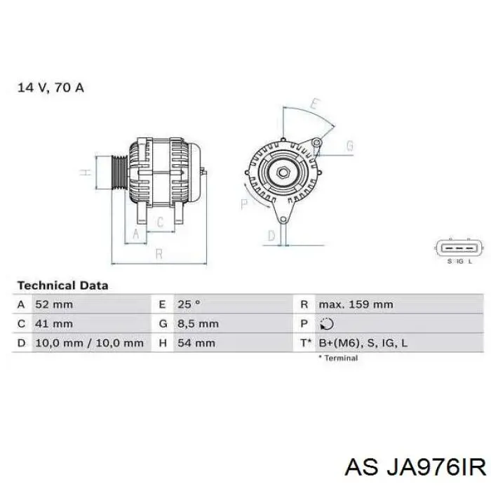 JA976IR AS/Auto Storm Генератор автомобильный