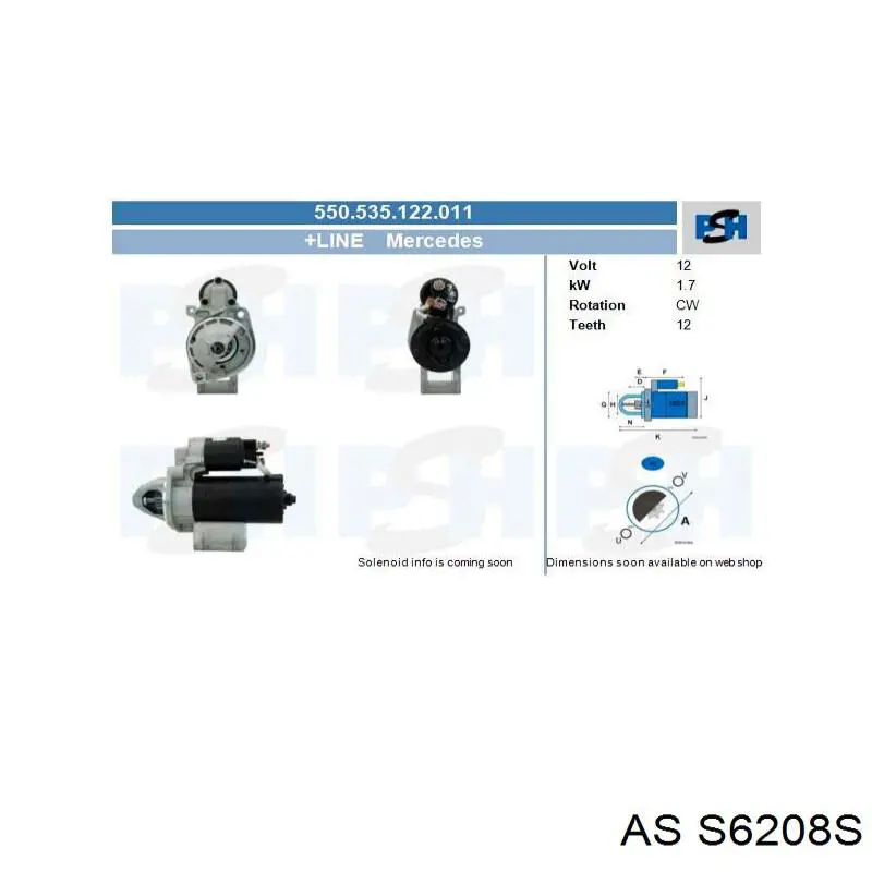 Стартер S6208S AS/Auto Storm
