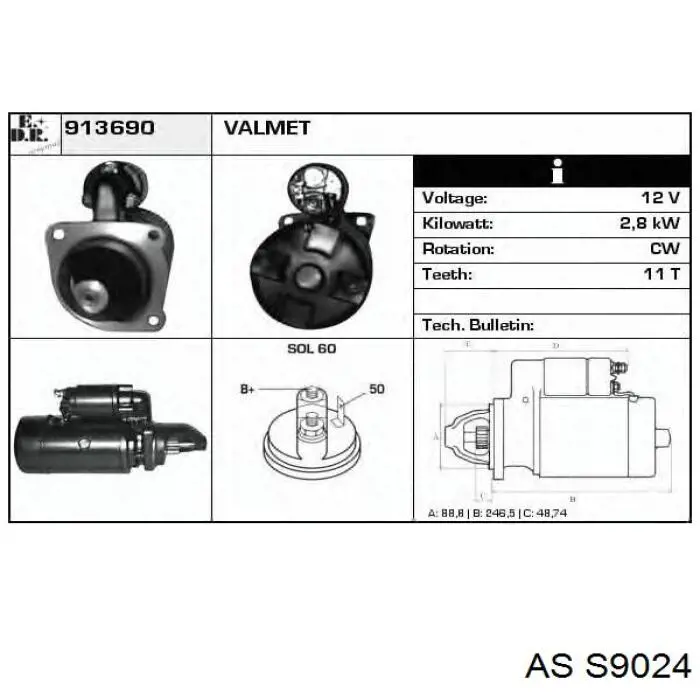 Купить S9024 AS/Auto Storm Стартер