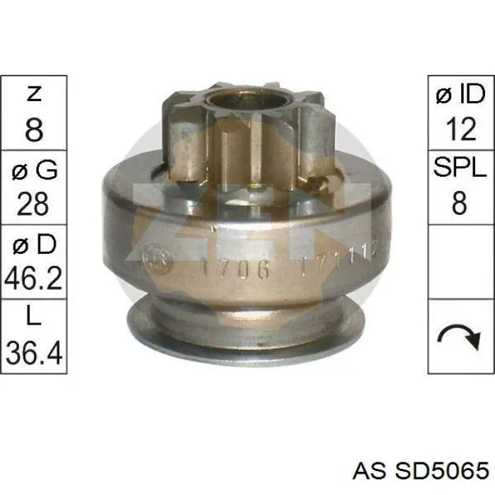 Бендикс стартера SD5065 AS/Auto Storm