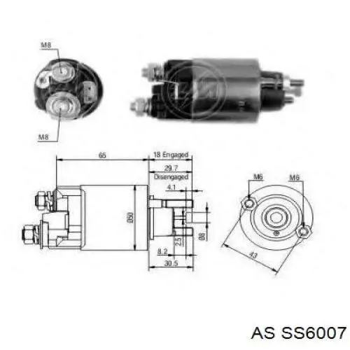 Втягивающее реле стартера SS6007 AS/Auto Storm