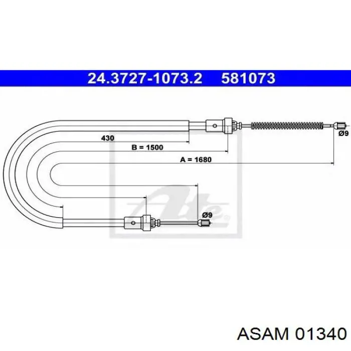 Задний трос ручника 01340 Asam