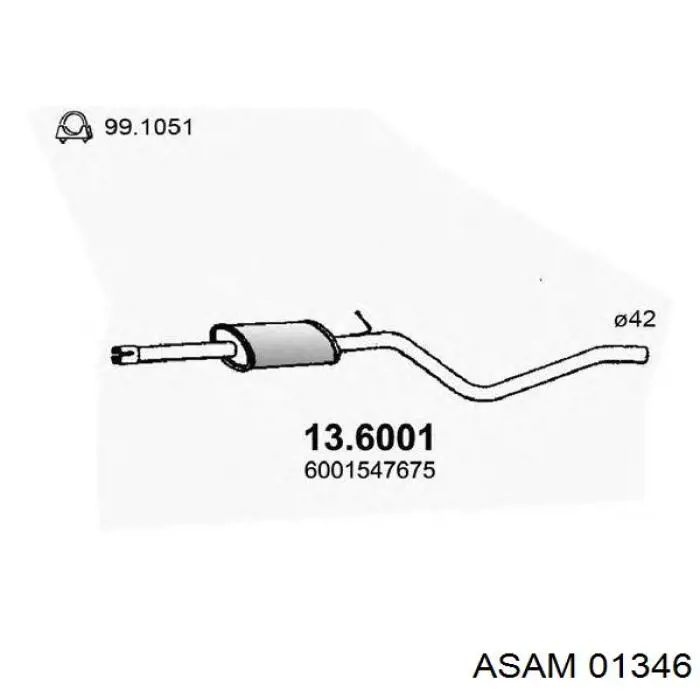 Глушитель, центральная часть Renault (RVI) 200102056R цена, от 44.31 USD