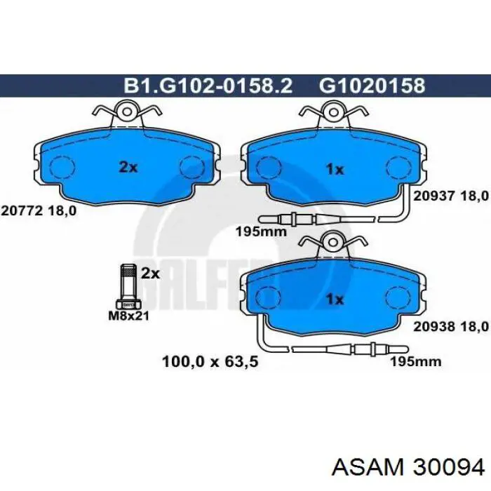 Колодки Asam 30094 цена, от 12.85 USD