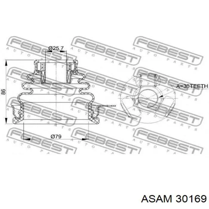 Пыльник ШРУСа внутренний, левый Asam 30169
