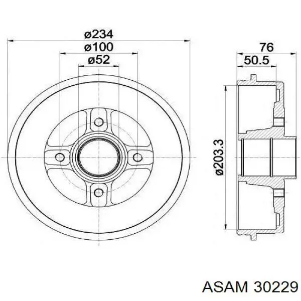 Барабан тормозной задний Asam 30229 цена, от 38.64 USD