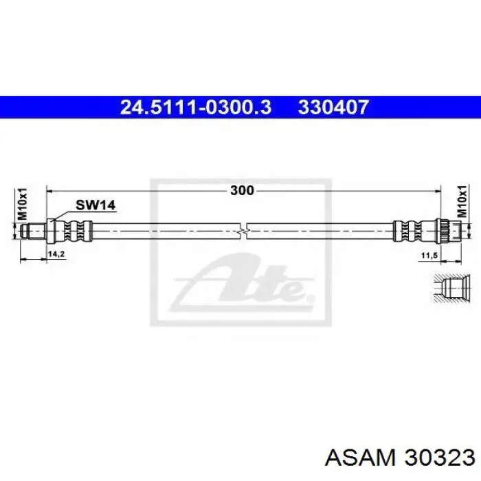 Шланг тормозной передний 30323 Asam