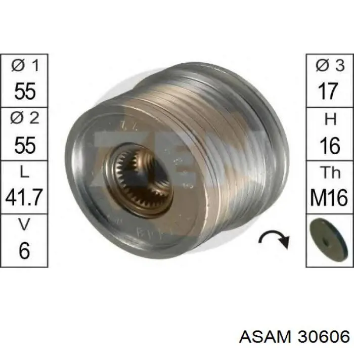 Купить 30606 Asam Шкив ремня генератора