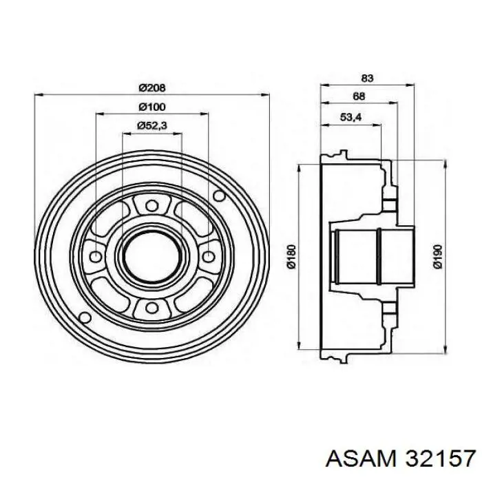 Тормозной барабан 32157 Asam