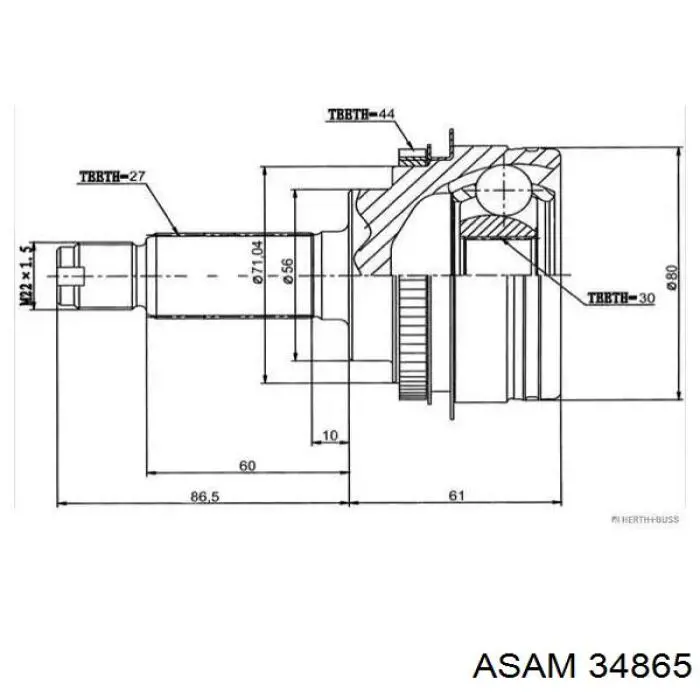 Крестовина заднего карданного вала  Asam 34865 цена, от 8.91 USD