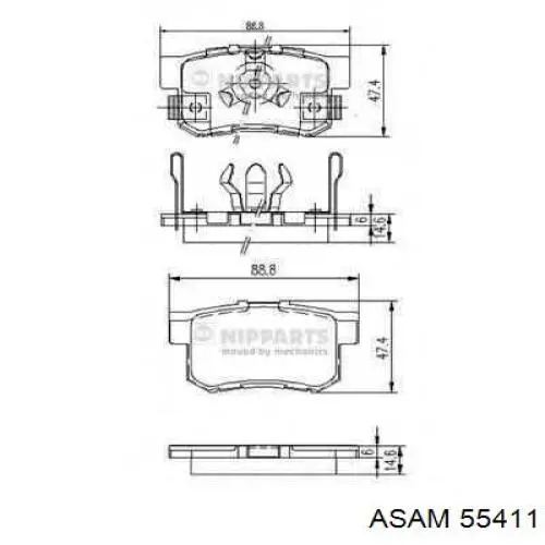 Купить 55411 Asam Колодки тормозные задние, дисковые
