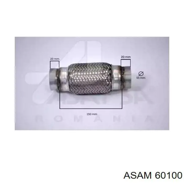 Гофра глушителя 60100 Asam