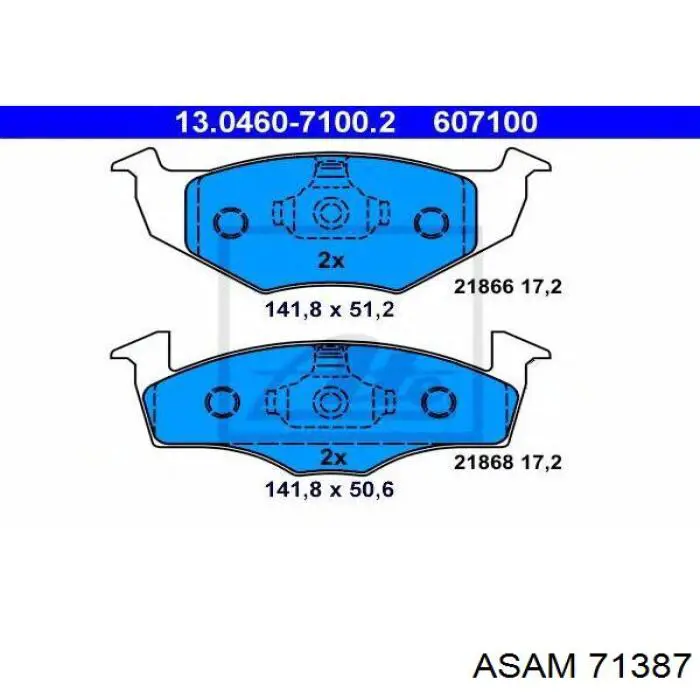 Колодки гальмівні передні, дискові 71387 Asam