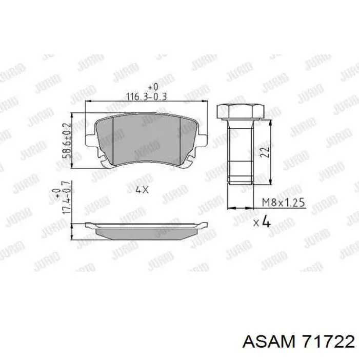 Колодки дисковые  Asam 71722 цена, от 16.92 USD