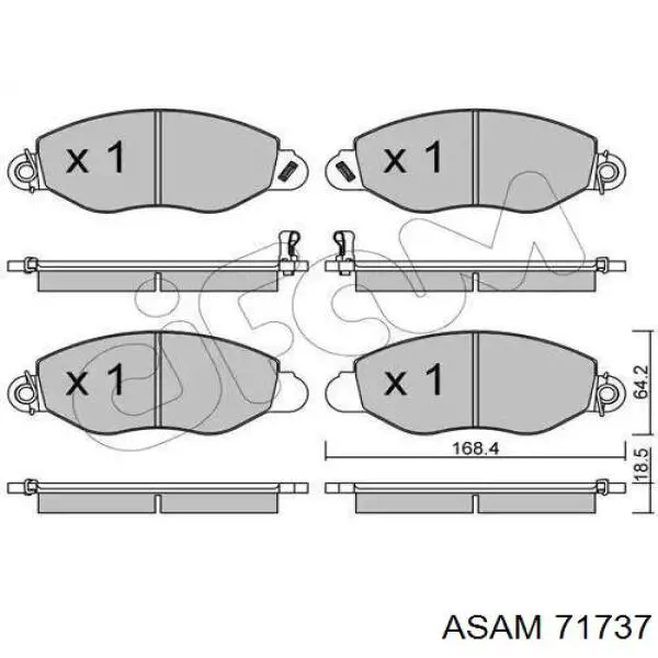 Передние тормозные колодки 71737 Asam