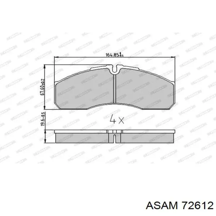 Передние тормозные колодки 72612 Asam