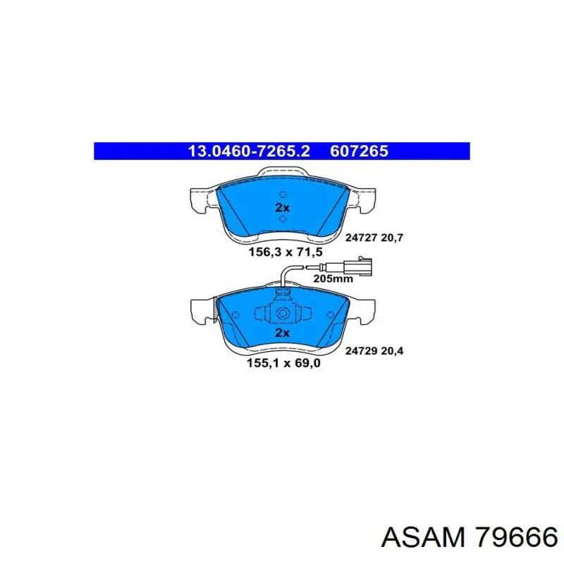 Передние тормозные колодки 79666 Asam