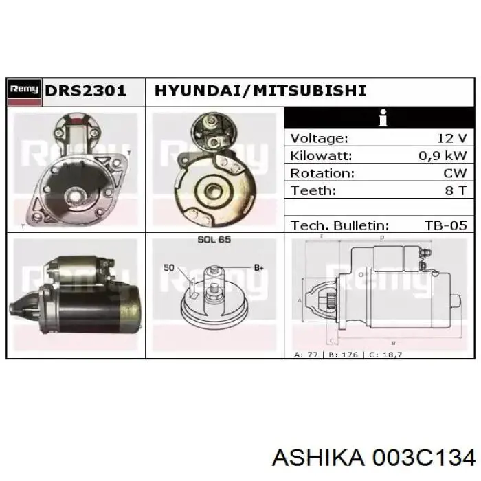 Стартер 003C134 Ashika