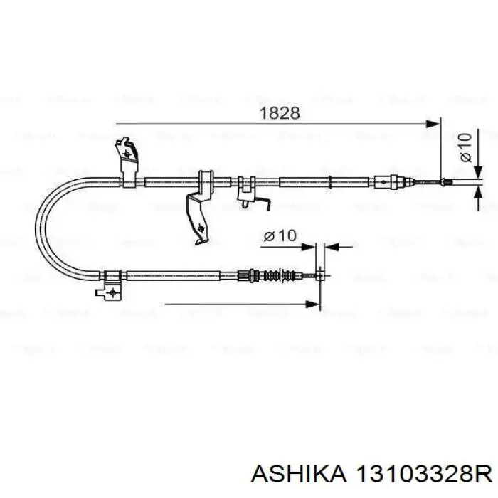 Купить 13103328R Ashika Задний правый трос ручника