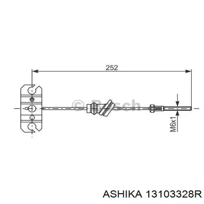 13103328R Ashika Трос ручного тормоза задний, правый
