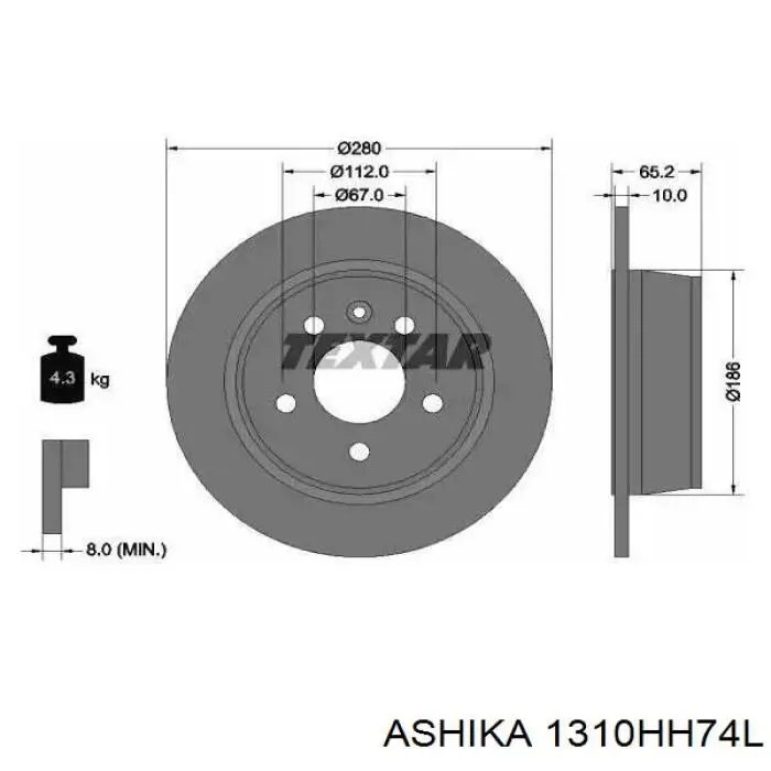 Трос ручника задний Ashika 1310HH74L