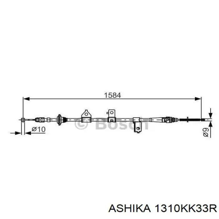 Задний правый трос ручника 1310KK33R Ashika