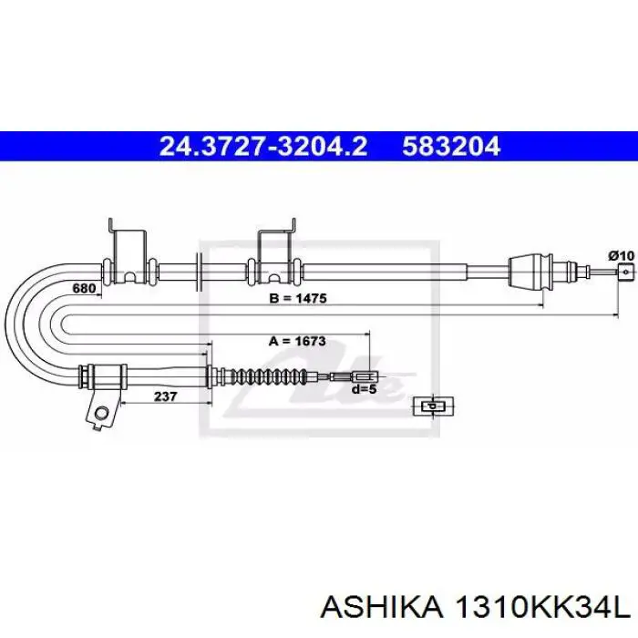 Трос ручника 1310KK34L Ashika