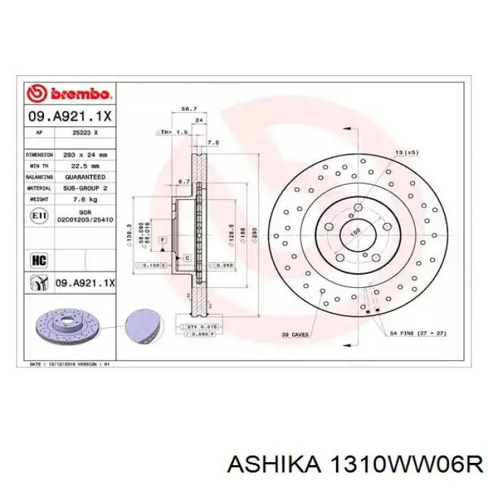Купить 1310WW06R Ashika Задний правый трос ручника