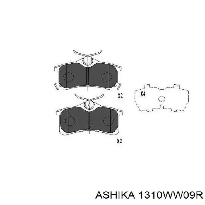 1310WW09R Ashika Трос ручного тормоза задний, правый