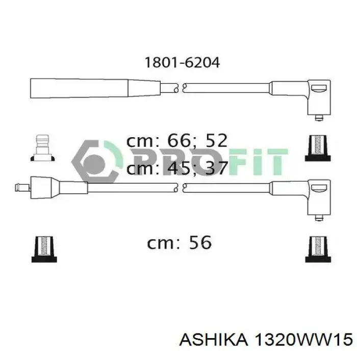 Провода зажигания Ashika 1320WW15 цена, от 12.67 USD
