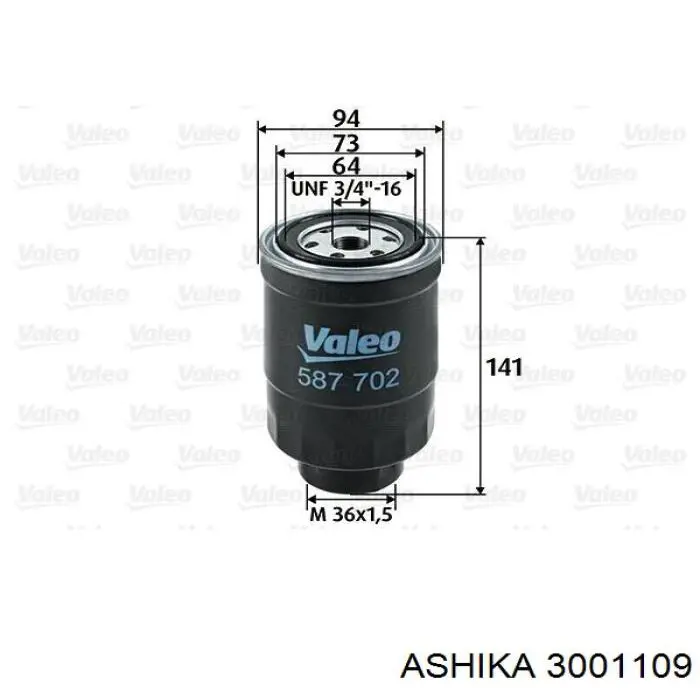 Фильтр топливный Ashika 3001109