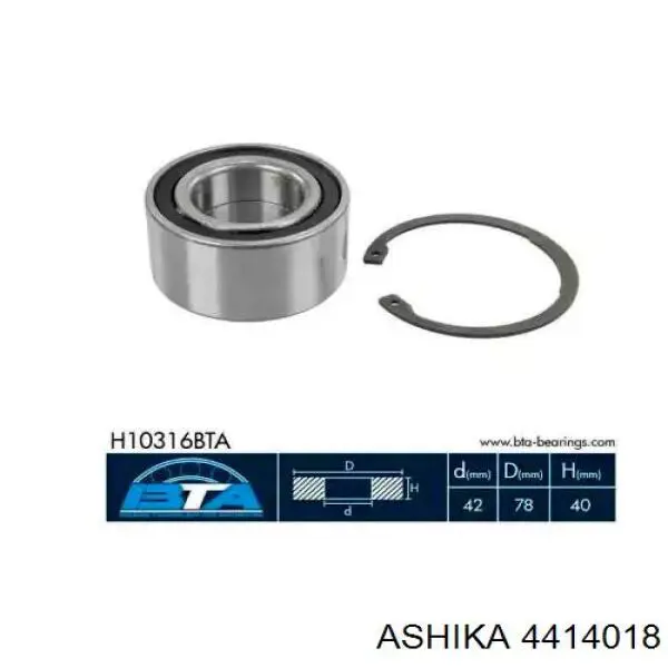Ступичный подшипник передний Ashika 4414018