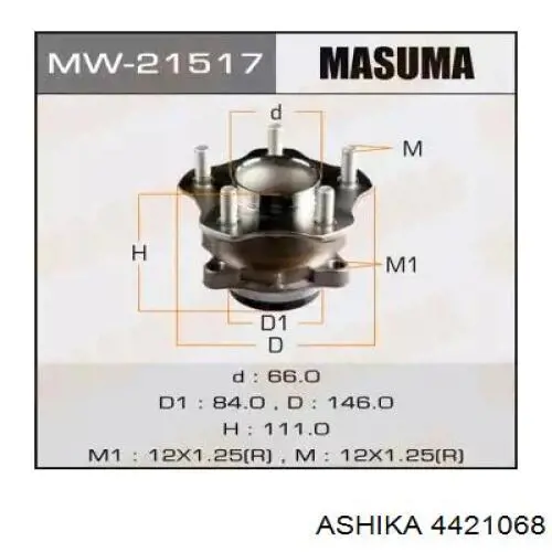 Ступица заднего колеса Ashika 4421068