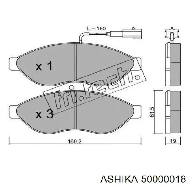 50000018 Ashika колодки тормозные передние дисковые