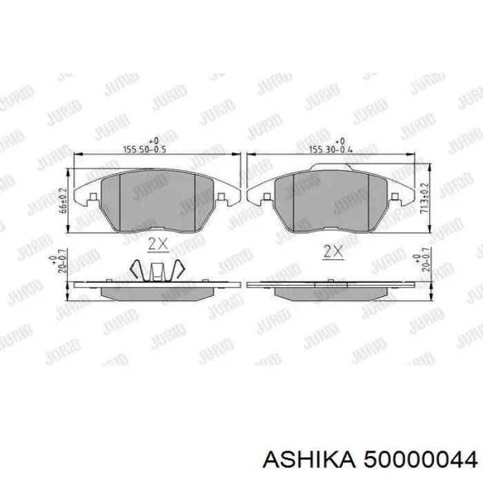 Передние тормозные колодки 50000044 Ashika