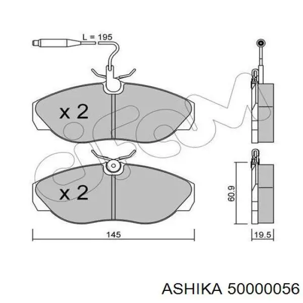 Передние тормозные колодки 50000056 Ashika
