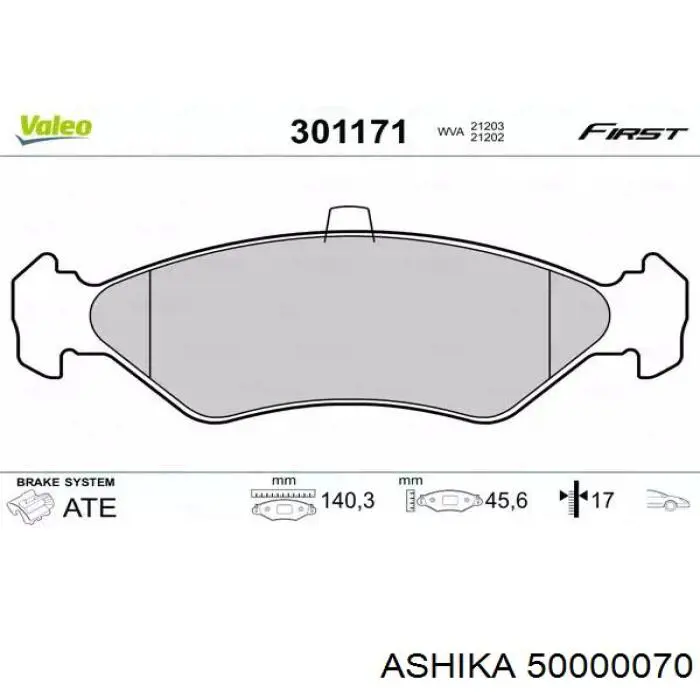 Тормозные колодки Ashika 50000070
