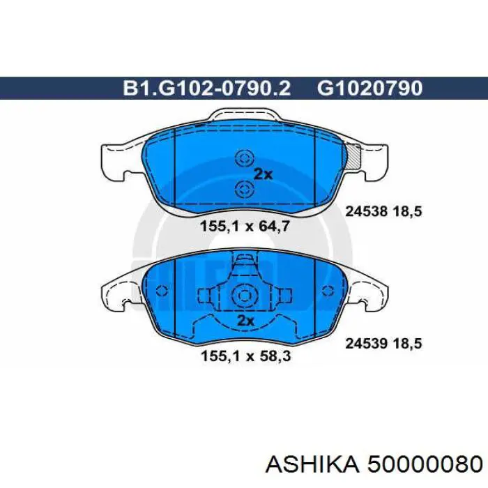 50000080 Ashika Колодки передние