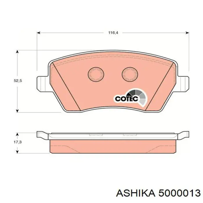 Передние тормозные колодки 5000013 Ashika