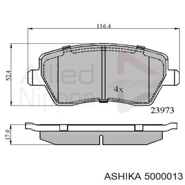 Купить 5000013 Ashika Колодки тормозные