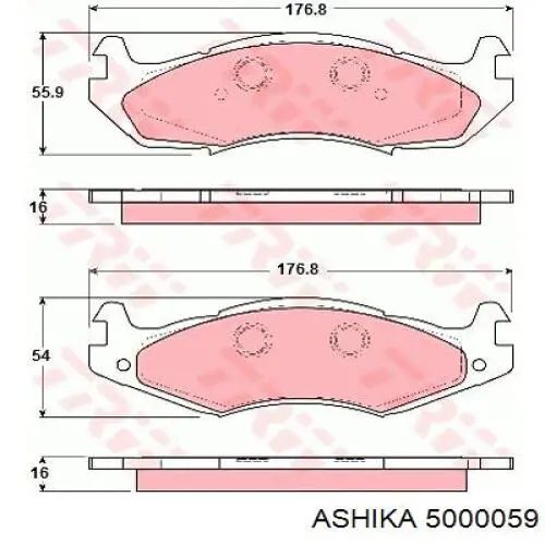 Передние тормозные колодки 5000059 Ashika