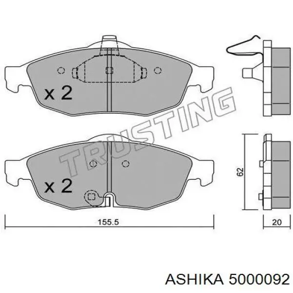 Передние тормозные колодки 5000092 Ashika