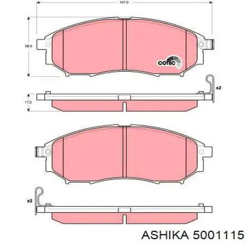 Передние тормозные колодки 5001115 Ashika