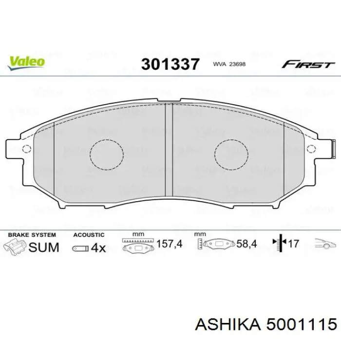 5001115 Ashika Колодки передние